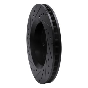 Jeep Wrangler Brake Rotor (1) - Front Right - R1 Concepts - Drilled & Slotted - Black - `07-`18